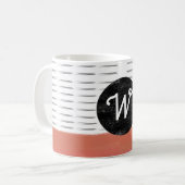 Monogramm Muster Schwarz-weiß orange modern Kaffeetasse (Vorderseite Links)