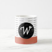 Monogramm Muster Schwarz-weiß orange modern Kaffeetasse (Mittel)