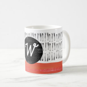 Monogramm Muster Schwarz-weiß orange modern Kaffeetasse