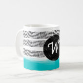 Monogramm Muster Schwarz-weiß türkisch modern Kaffeetasse (Vorderseite Links)