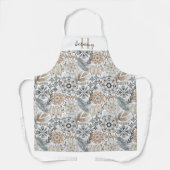 Monogramm Muster Terrakotta Grau Botanisch Boho Schürze (Vorderseite)