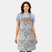 Monogramm Muster Terrakotta Grau Botanisch Boho Schürze (Getragen)