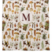 Monogramm Muster 'Vintage Pine Forest Treasures' Duschvorhang (Vorderseite)