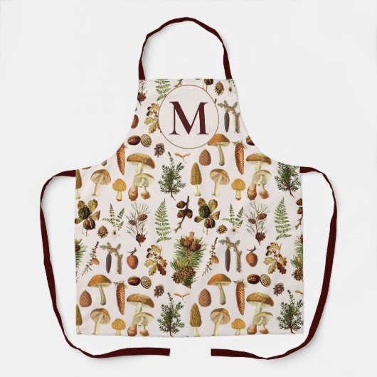 Monogramm Muster 'Vintage Pine Forest Treasures' Schürze (Vorderseite)
