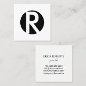 Monogramm-mutiger schwarzer zuerstkreis minimal quadratische visitenkarte (Vorne/Hinten)