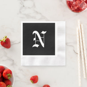 Monogramm N, alter englischer Schriftart, Serviette