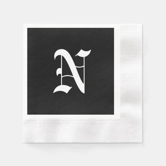 Monogramm N, alter englischer Schriftart, Serviette (Vorderseite)