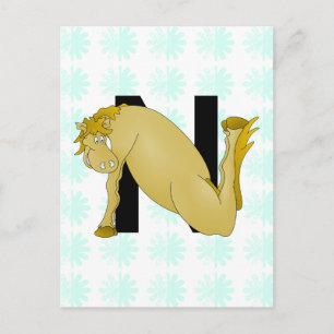 Monogramm N Cartoon Personalisiert Postkarte