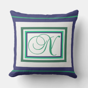 Monogramm N Grün Weiße Schrift Kissen