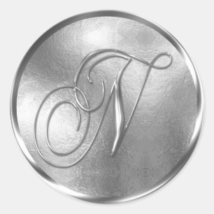 Monogramm N NONMETALLIC Silver Umschlag Aufkleber