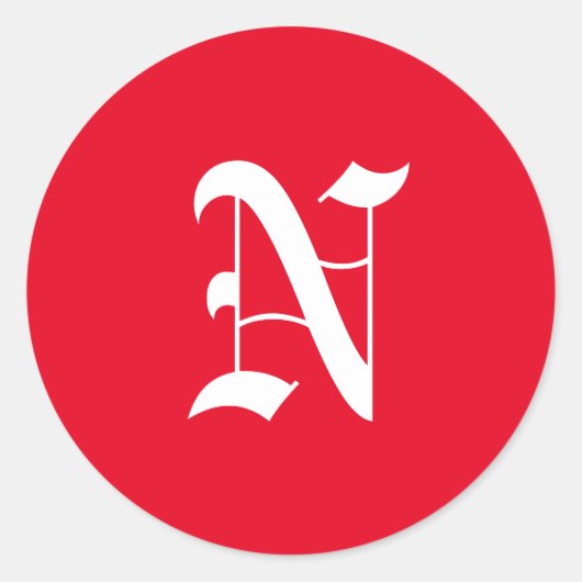 Monogramm N Runder Aufkleber (Vorderseite)