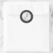 Monogramm "N" Schwarz-weiße Blasen Kreis Hochzeit Runder Aufkleber (Tasche)