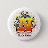 Monogramm N Sockenaffe Button (Vorderseite)