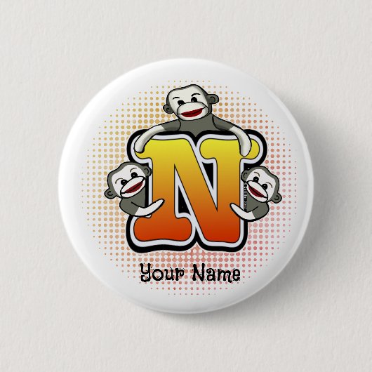 Monogramm N Sockenaffe Button (Vorderseite)