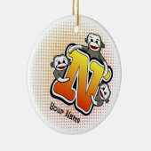 Monogramm N Sockenaffe  Keramik Ornament (Rechts)