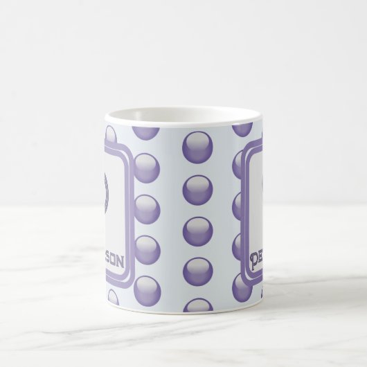 Monogramm Nachname Anfangsname Blue Grey Polka Dot Kaffeetasse (Mittel)