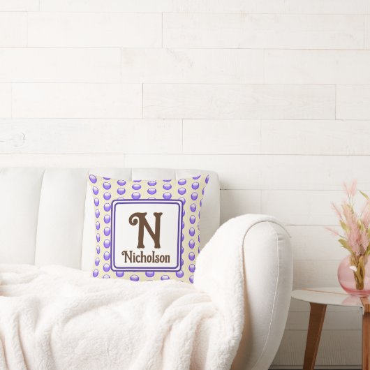 Monogramm Nachname Anfangsname Blue Polka Dot Keep Kissen (Liege)