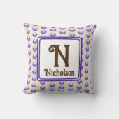Monogramm Nachname Anfangsname Blue Polka Dot Keep Kissen (Vorderseite)