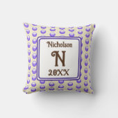 Monogramm Nachname Anfangsname Blue Polka Dot Keep Kissen (Vorderseite)