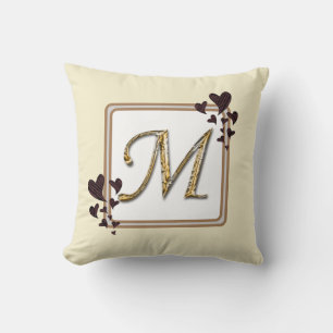 Monogramm Nachname Gold Initialen Herzen Andenken Kissen