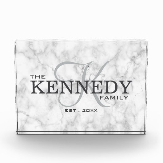 Monogramm-Nachname Typografie der Classy-Marble-Fa Fotoblock (Vorderseite)