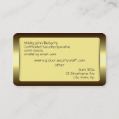 Monogramm, Nachtklubtür Sicherheit, Golffekt Visitenkarte (Rückseite)
