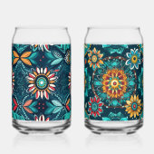 Monogramm nahtloser Boho-Druck farbenfroh Dosenglas (Rückseite)