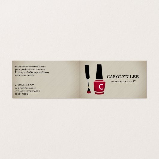 Monogramm Nail Polnischer Maniküre Visitenkarten (Außenseite Aufgefaltet)