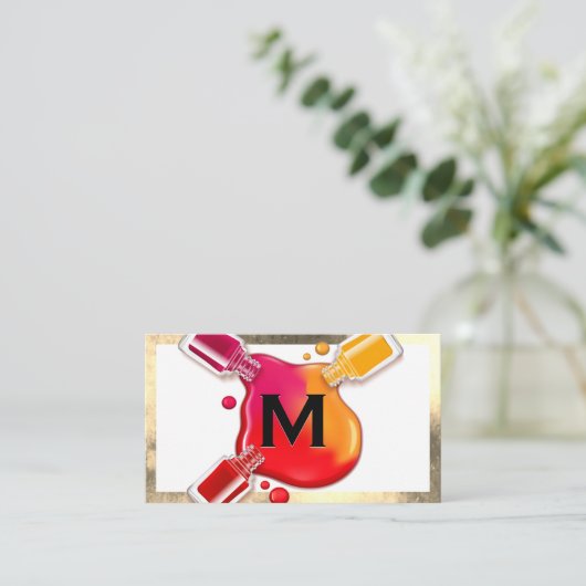 Monogramm | Nail Poly Pour Visitenkarte (Stehend Vorderseite)