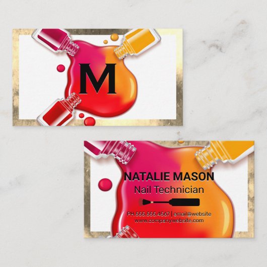 Monogramm | Nail Poly Pour Visitenkarte (Vorne/Hinten)