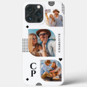 Monogramm Name 3 Foto Collage Trendig Modern Case-Mate iPhone Hülle (Rückseite)