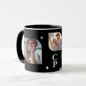 Monogramm Name 3 Foto Collage Trendy Coffee Tasse (Vorderseite Links)