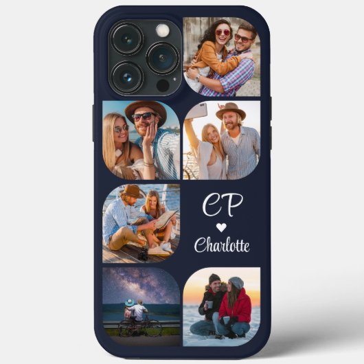 Monogramm Name 6 Foto Modern Trendiges Einfach Case-Mate iPhone Hülle (Rückseite)