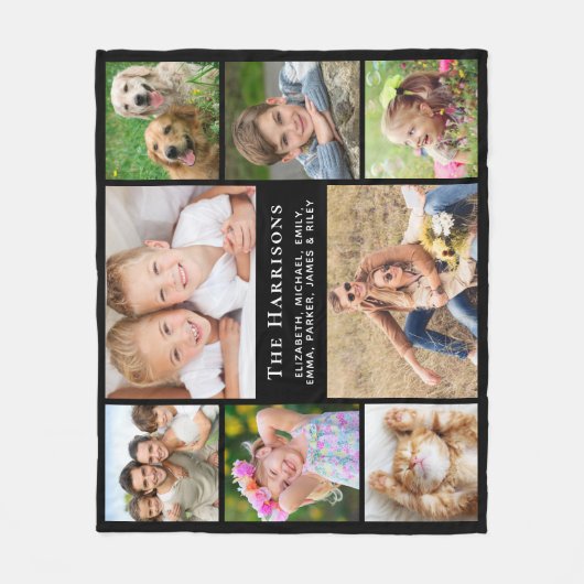 Monogramm Name 8 Fotoleiterschwarz Fleecedecke (Vorderseite)