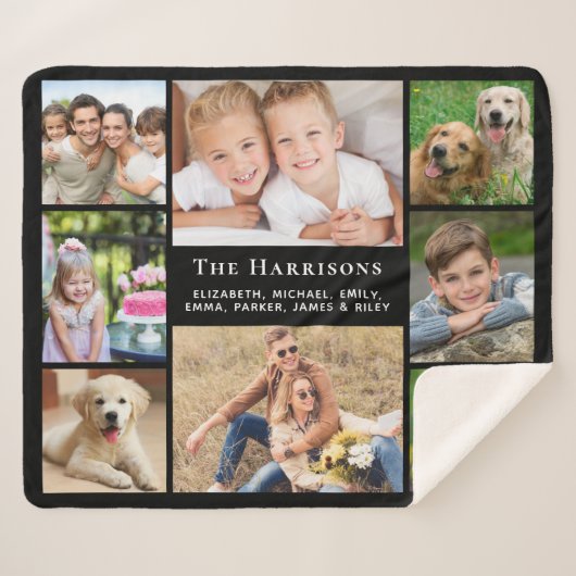 Monogramm Name 8 Fotoleiterschwarz Sherpadecke (Vorderseite (Horizontal))