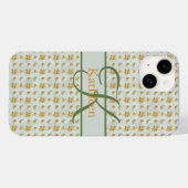 Monogramm Name Anfangsbezeichnung Gelbe grüne Blüt Case-Mate iPhone Hülle (Rückseite (Horizontal))