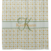 Monogramm Name Anfangsbezeichnung Gelbe grüne Blüt Duschvorhang (Vorderseite)