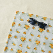 Monogramm Name Anfangsbezeichnung Gelbe grüne Blüt Strandtuch (Beispiel)