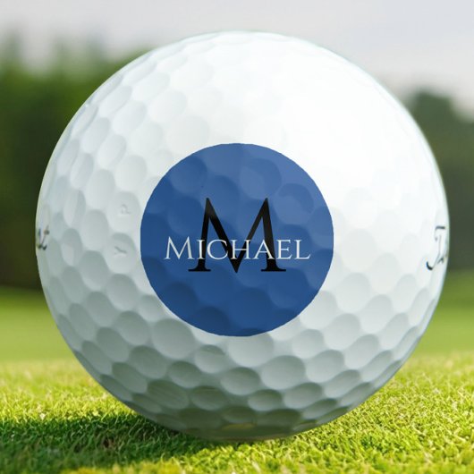 Monogramm-Name Anfangsbuchstabe Elegant Blau Golfball