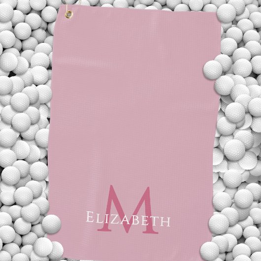 Monogramm Name Anfangsbuchstabe Elegant Rosa Golfhandtuch