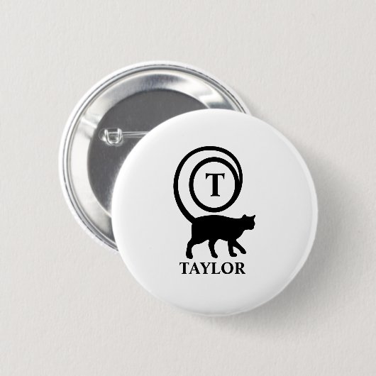 Monogramm-Name Anfangsbuchstabe Kitty-Katze Liebha Button (Vorne & Hinten)