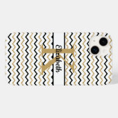 Monogramm Name Anfangsbuchstabe Schwarz Gold Chevr Case-Mate iPhone Hülle (Rückseite (Horizontal))