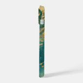 Monogramm Name Anfangsbuchstabe Türkis Grün Gold M iPhone 15 Hülle (Linke Seite)