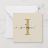 Monogramm Name Anfangsbuchstaben Gold Grau Mitteilungskarte (Rückseite)