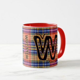 Monogramm-Name (antiker Karomuster-Stil) Vintage-K Tasse