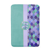 Monogramm + Name | Aqua Aquamarin & Lila Mermaid Badematte (Vorderseite Vertikal)