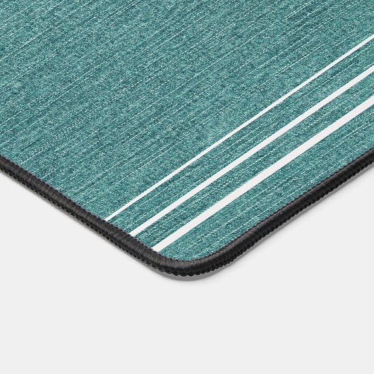 Monogramm Name, Aquamarin Denim Print, Platinum Ak Schreibtischunterlage (Ecke)