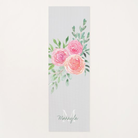 Monogramm Name Aquarell Bläschen Grau Yogamatte (Vorderseite)