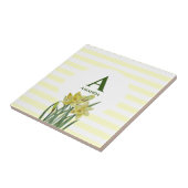 Monogramm Name Aquarellfarbe Gelbe Daffodien Strei Fliese (Seite)
