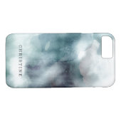 Monogramm Name Aquarellfarbe Hipster blau nautisch Case-Mate iPhone Hülle (Rückseite (Horizontal))